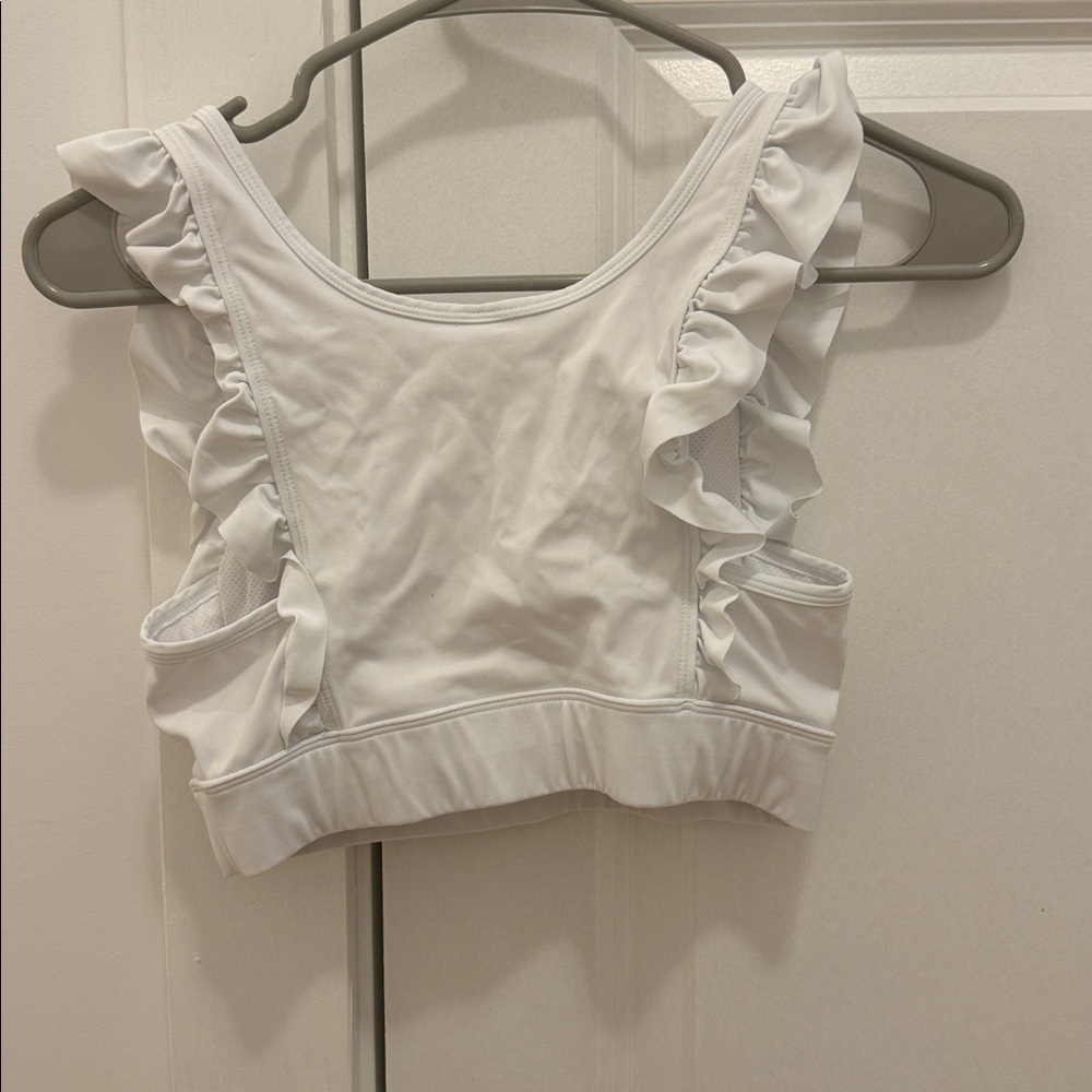 White Ruffled Sports Bra - Picture 3 of 3
